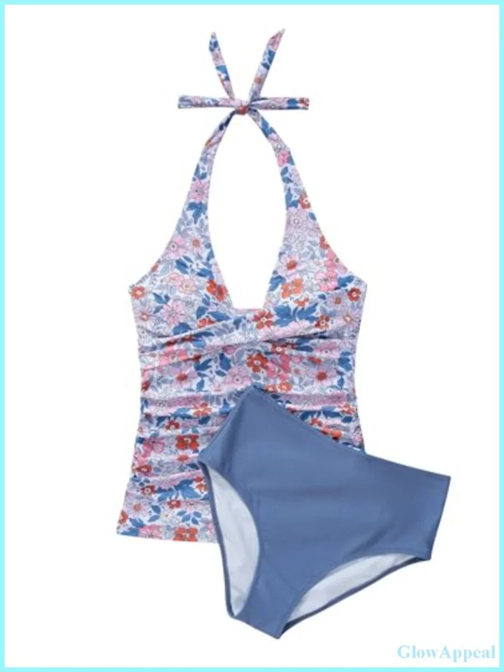 Slimming Tummy Control Tankini 2 Piece Swimsuit Halter Push Up High Waisted